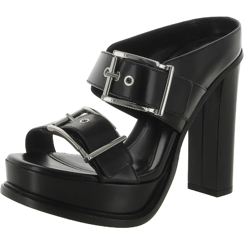 Alexander McQueen Womens Leather Open Toe Platform Heels