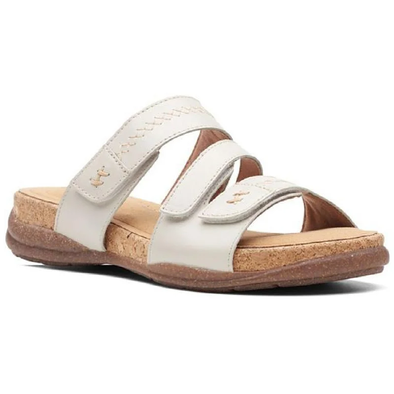 Clarks Womens Roseville Bay Leather Adjustable Slide Sandals