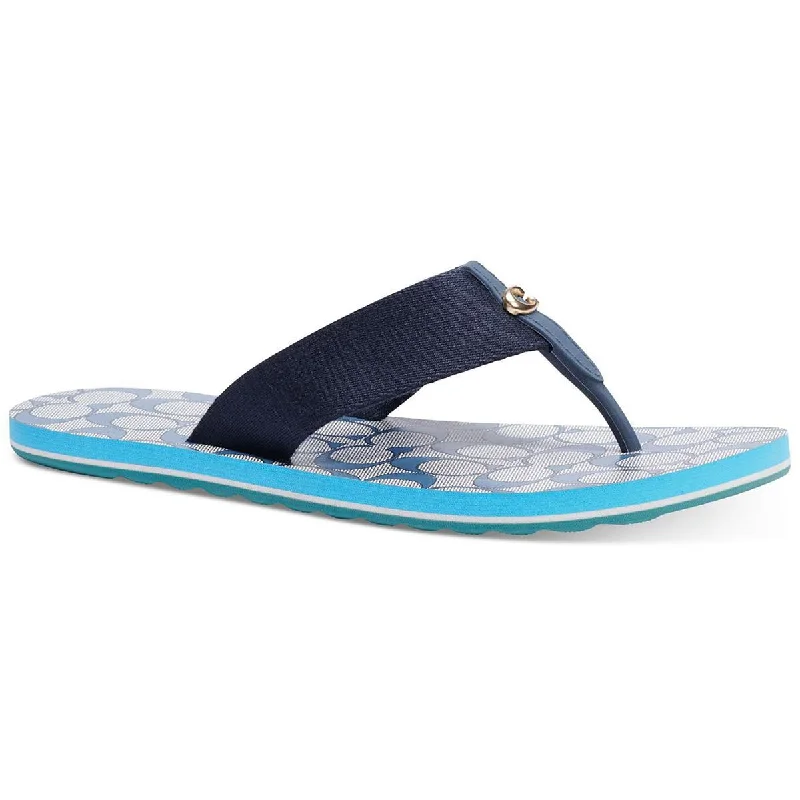 Coach Womens Zoe Webbed Thong Slip On Flip-Flops