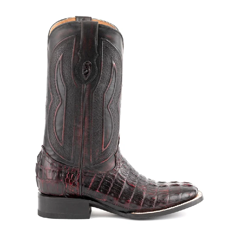 Dakota Caiman Crocodile Square Toe Cowboy Boots