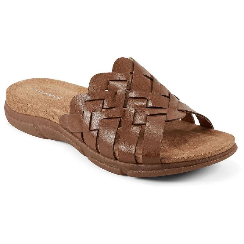 Easy Spirit Womens Marsha Woven Leather Wedge Sandals