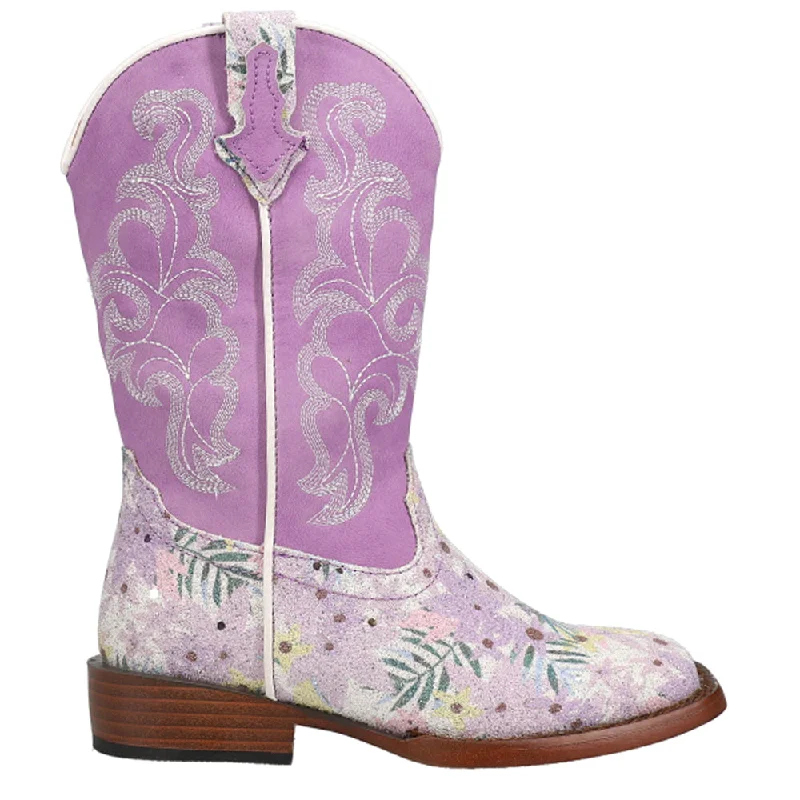 Glitter Floral Square Toe Cowboy Boots (Little Kid-Big Kid)