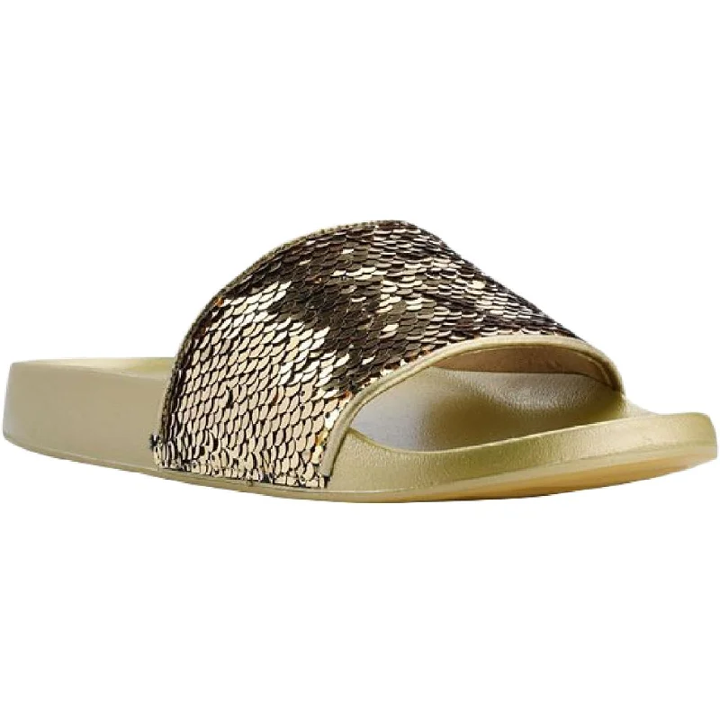 Guess Womens Savan Sequined Footbed Pool Slides