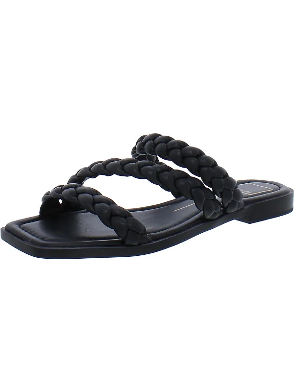 Iman Womens Braided Slip On Slide Sandals