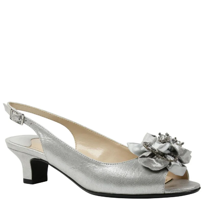 J.Renee Womens Leonelle Embellished Peep Toe Kitten Heels