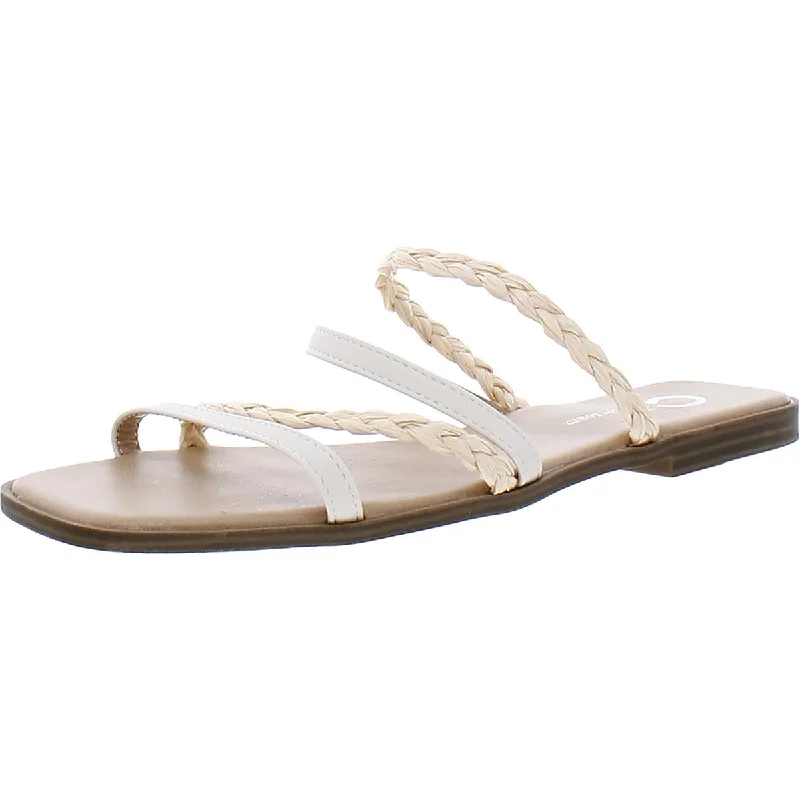 Journee Collection Womens Faux Leather Flats Slide Sandals