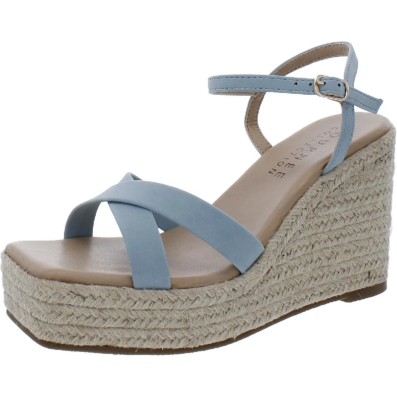 Journee Collection Womens Raniya Faux Suede Buckle Espadrille Heels