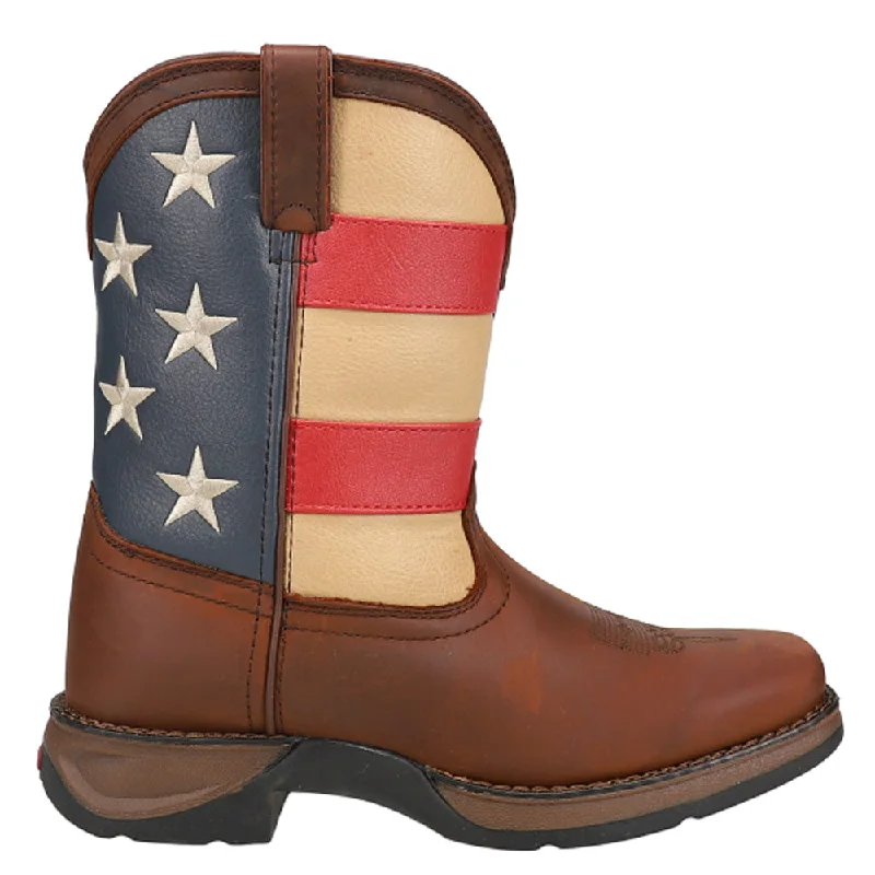 Lil' Rebel Patriotic Flag Cowboy Square Toe Boots (Big Kid)