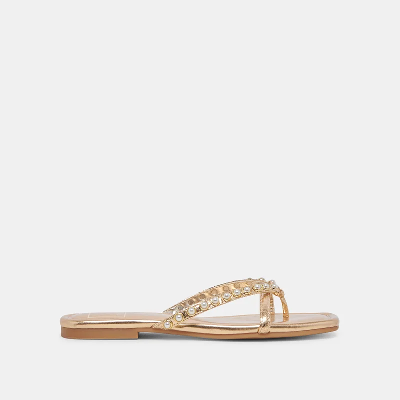 LUCCA PEARL SANDALS GOLD PEARLS