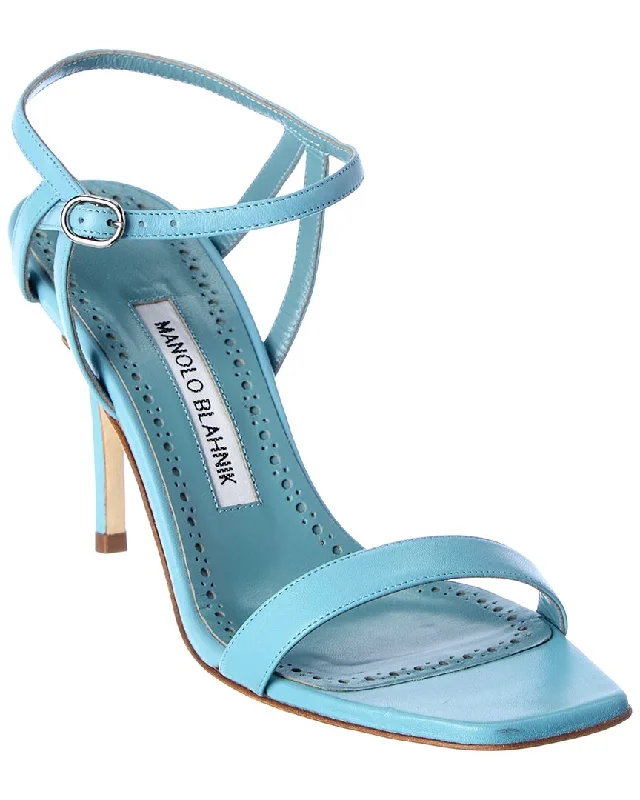 Manolo Blahnik Elvira 90 Leather Sandal