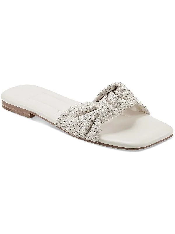 Marlon Womens Leather Woven Slide Sandals