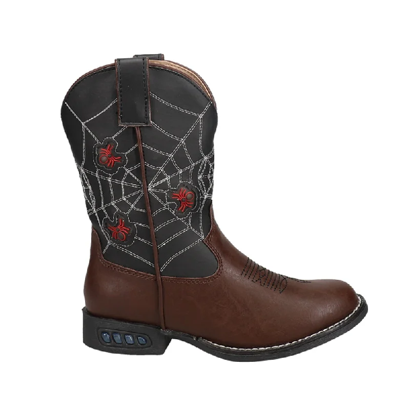 Spider Web Light Up Round Toe Cowboy Boots (Toddler-Little Kid)