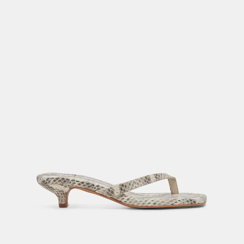 TASIAH SANDALS GREY WHITE EMBOSSED LEATHER