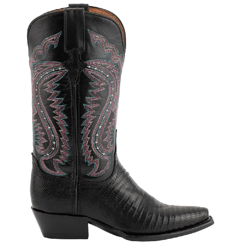 Teju Lizard Embroidered Snip Toe Cowboy Boots