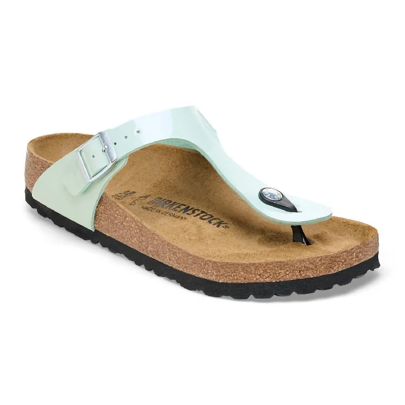 Women's Gizeh Birko-Flor Patent Sandal In Patent Surf Green