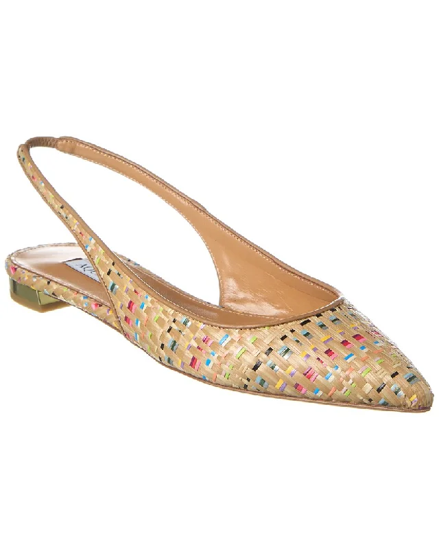 Aquazzura Purist Intrecciato Woven & Leather Slingback Flat