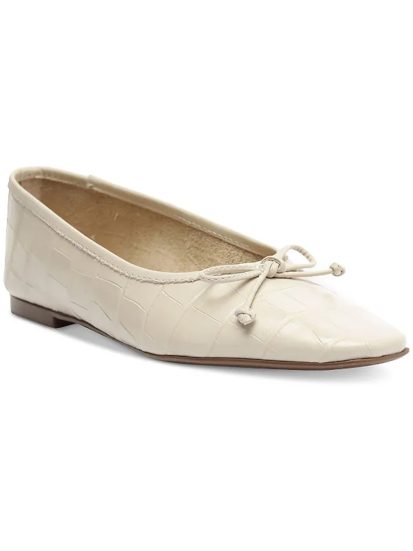 Arissa Womens Leather Bow Ballet Flats