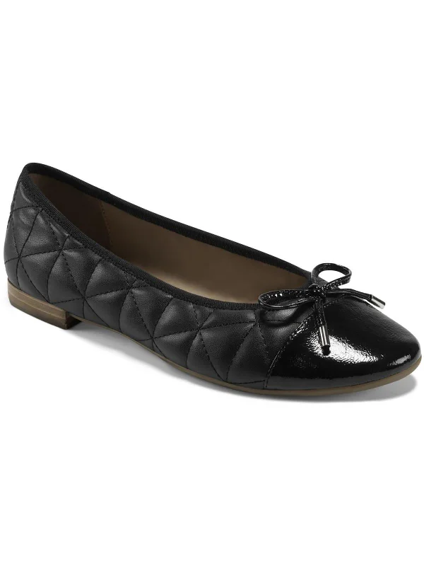 Celia Womens Faux Leather Quilted Ballet Flats