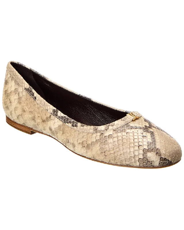 Chloé Marcie Python-Embossed Leather Flat