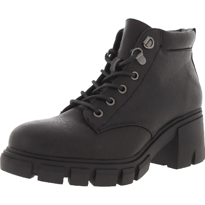 Dirty Laundry Womens Faux Leather Lug Sole Combat & Lace-up Boots