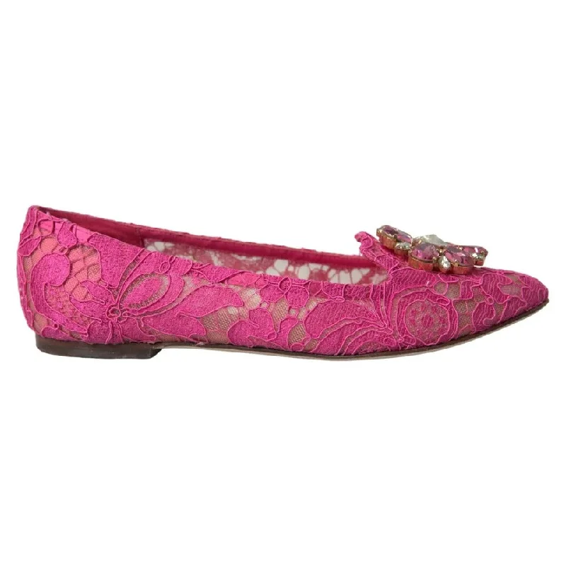 Dolce & Gabbana  Lace Crystal Ballet Loafers Women's Shoes (Pre-Owned)