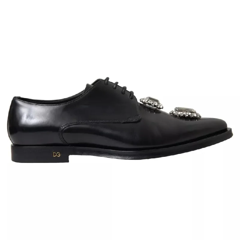 Dolce & Gabbana  Leather Crystal Lace Up Formal Women's Shoes (Pre-Owned)