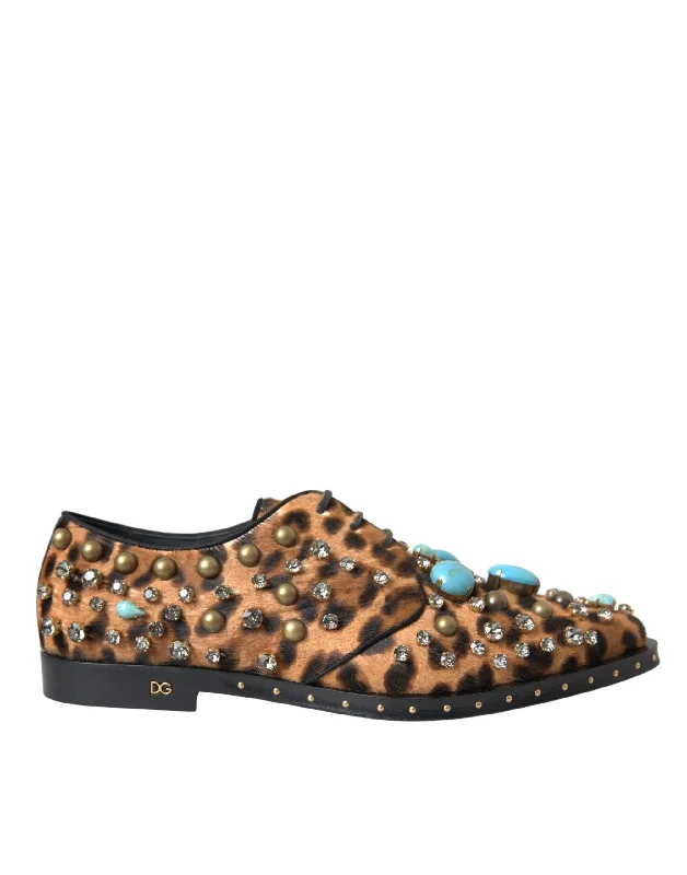 Dolce & Gabbana  Leopard Hair Crystal Dress Broque Women's Shoes