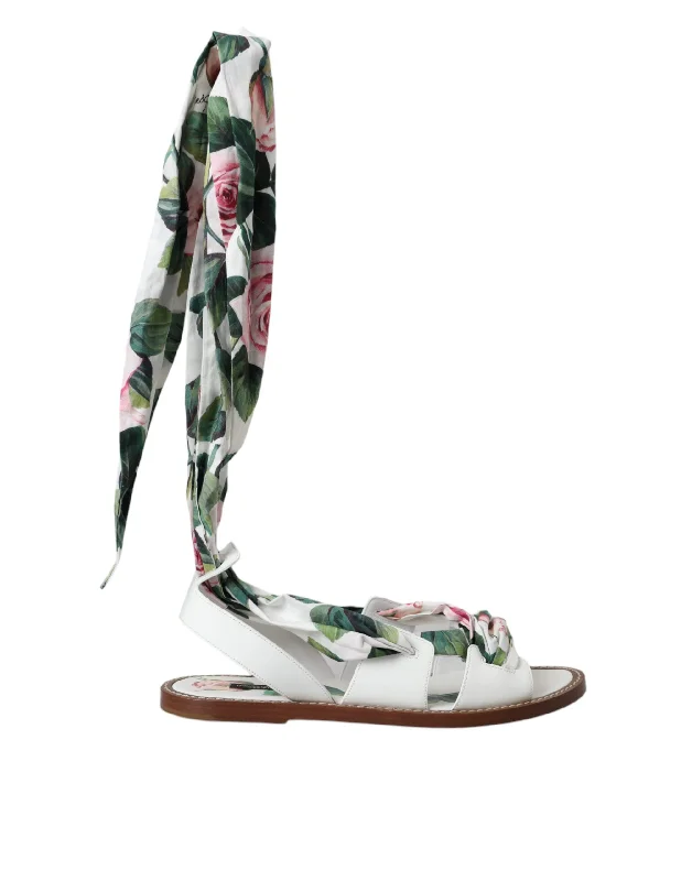 Dolce & Gabbana multi Floral Print Ankle Wrap Sandals Women's Shoes