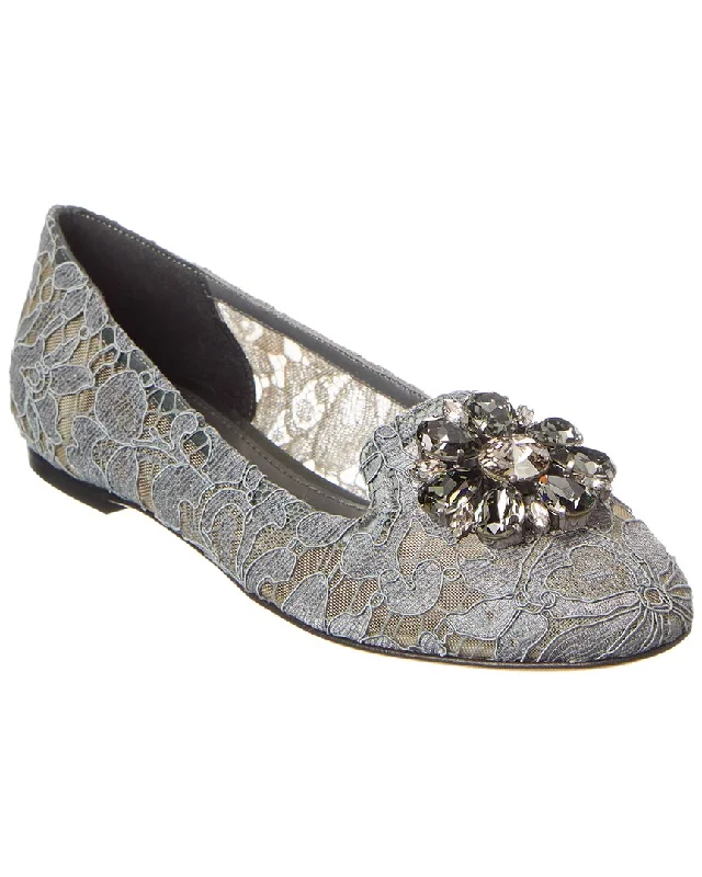 Dolce & Gabbana Vally Embellished Taormina Lace Flat