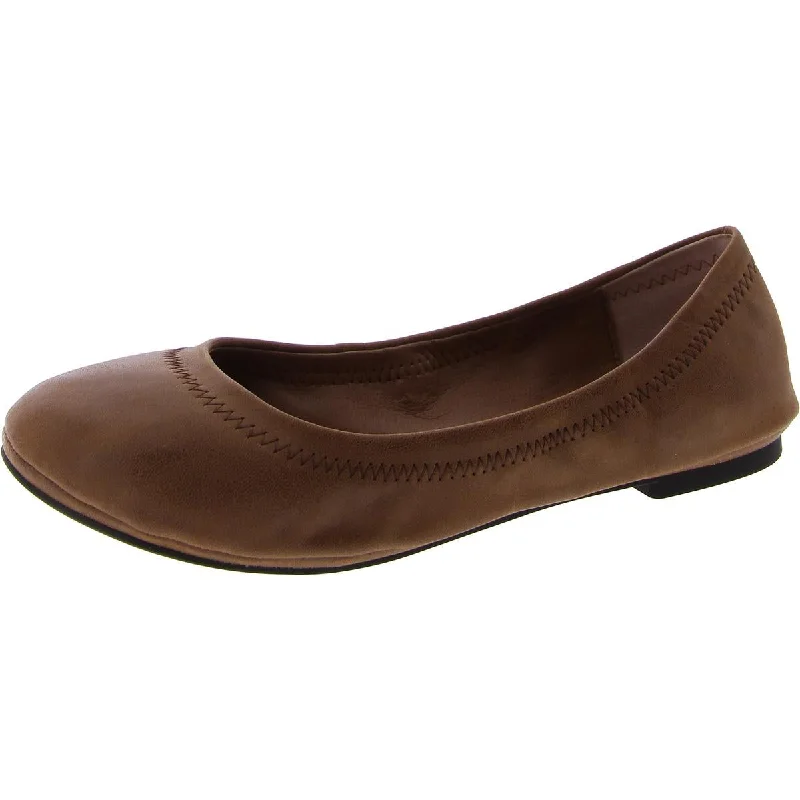 Emmie Womens Leather Round Toe Ballet Flats