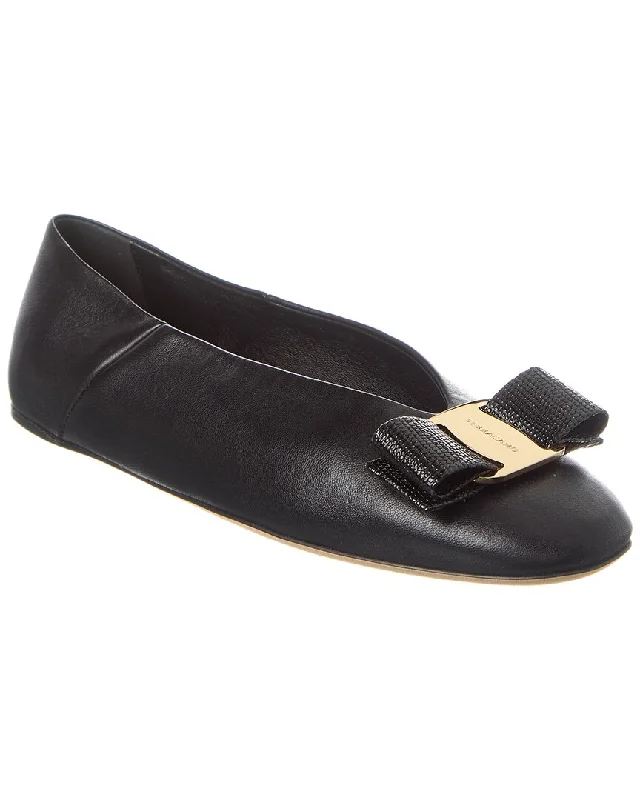 Ferragamo Vara Bow Leather Ballet Flat