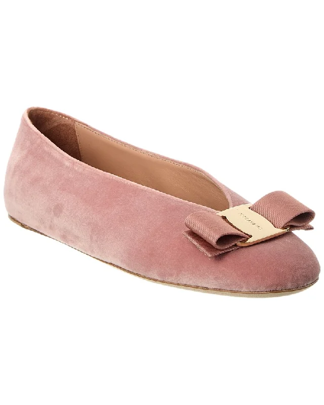 Ferragamo Vara Bow Velvet Flat