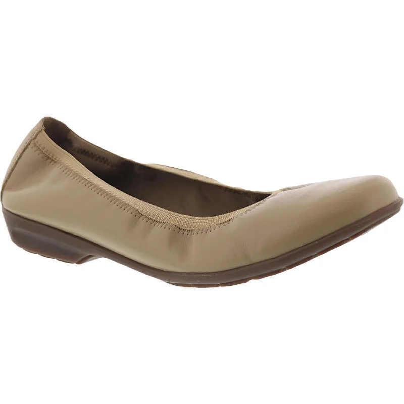 Foley Womens Leather Slip-On Ballet Flats