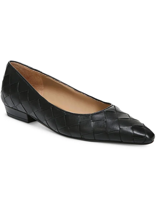 Joy Womens Leather Basketweave Ballet Flats