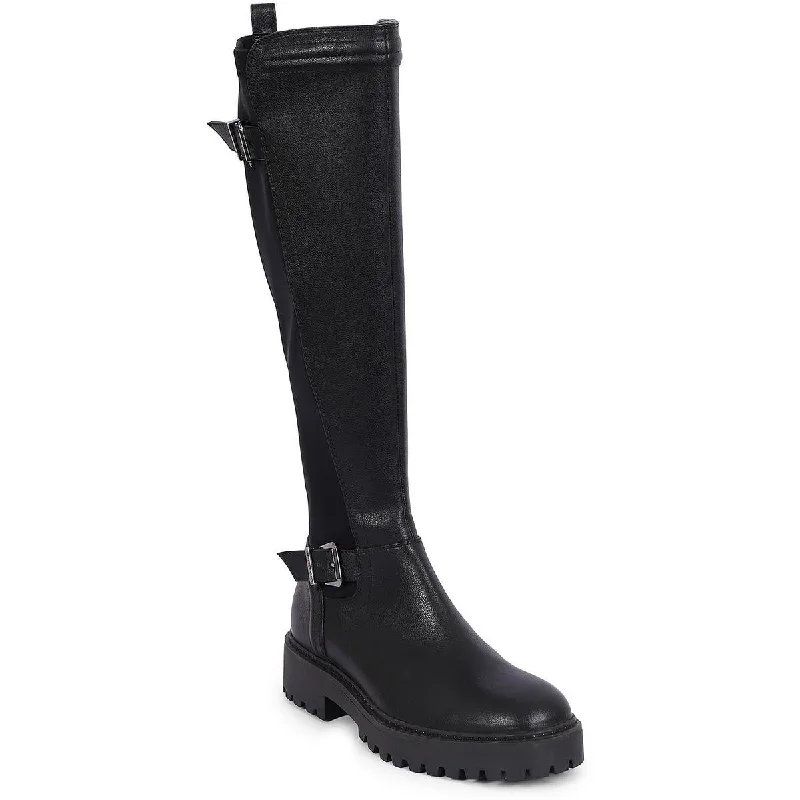 Kenneth Cole Reaction Womens Salt Lug TTK Biker Faux Leather Knee-High Boots