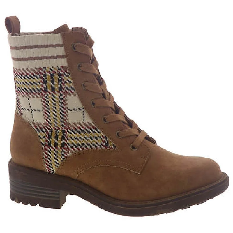 LifeStride Womens Knockout Zipper Knit Combat & Lace-up Boots