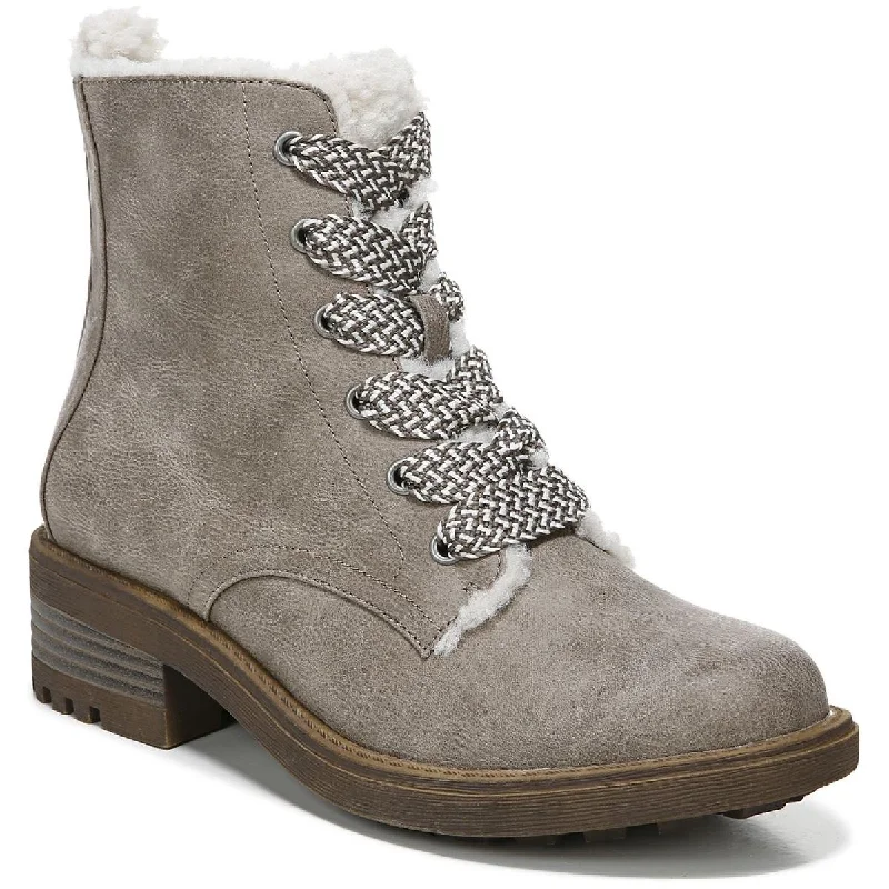 LifeStride Womens Kunis Cozy Zipper Winter Combat & Lace-up Boots