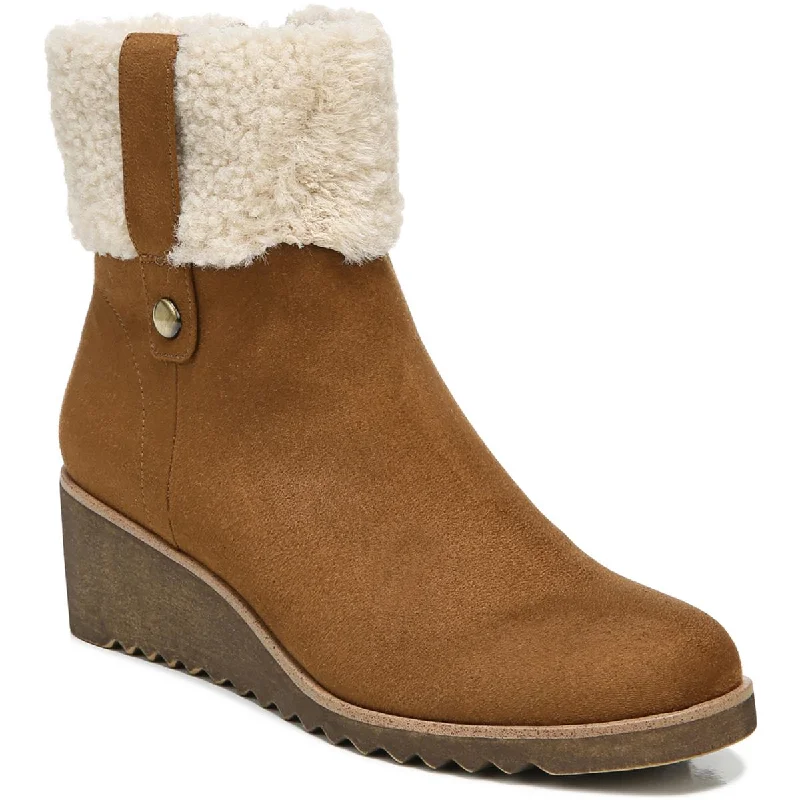 LifeStride Womens Zurich Microsuede Faux Fur Ankle Boots