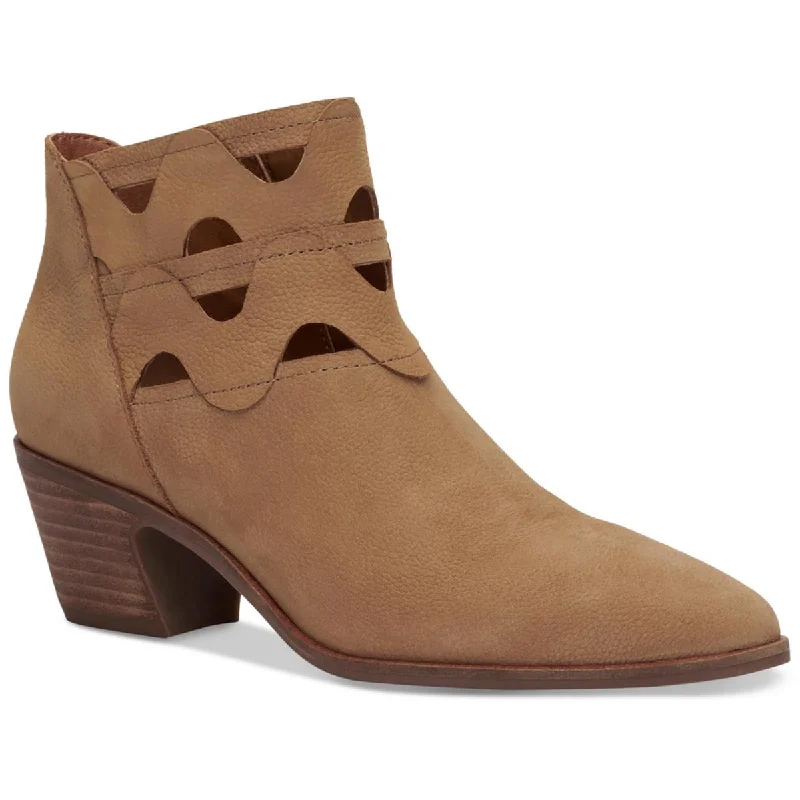 Lucky Brand Womens Gezana Nubuck Cut Out Ankle Boots