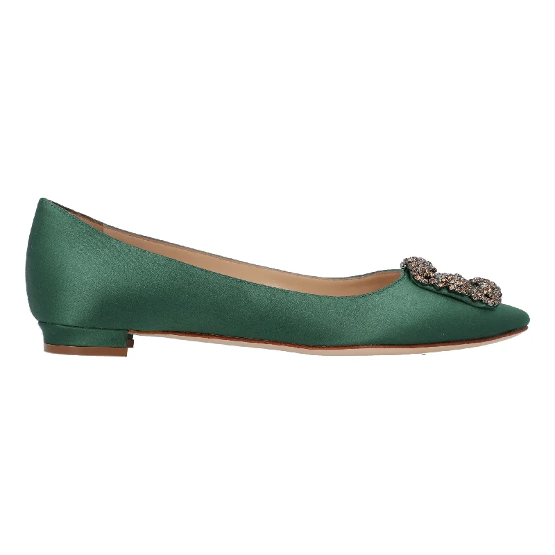 Manolo Blahnik Hangisi Flat  Green