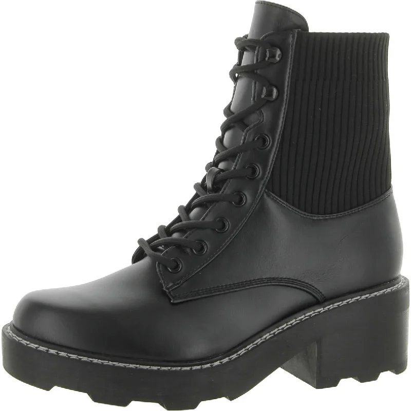 Marc Fisher Womens Lamit 2 Faux Leather Ankle Combat & Lace-up Boots