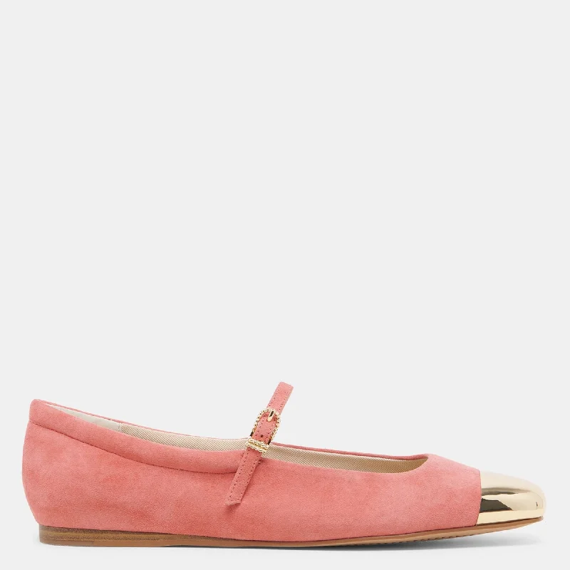 Reyes Toe Cap Ballet Flats Coral Suede