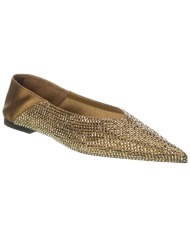 Saint Laurent Nour Crystal Embellished Wool & Silk Flat