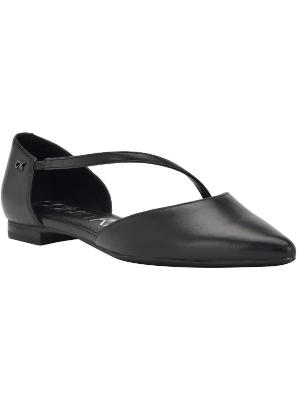 Sannie Womens Faux Leather Ballet Flats