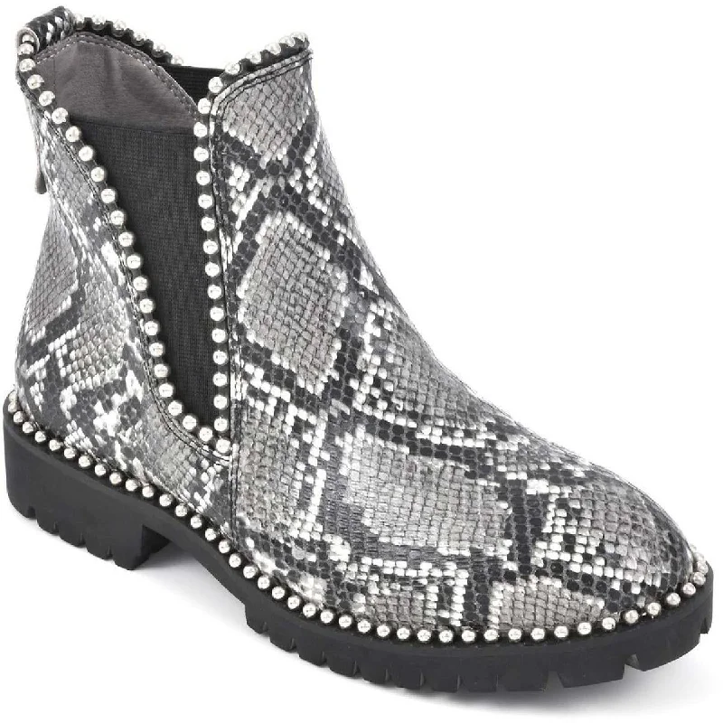 Seven Dials Womens South End Faux Leather Embellished Ankle Boots