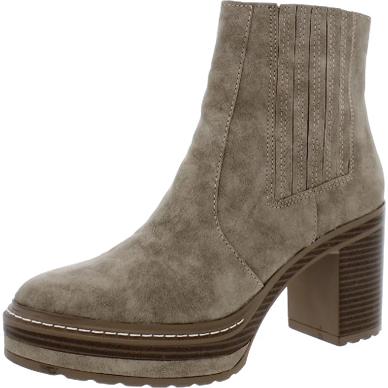 Steve Madden Womens Sarcastic Faux Leather Platform Ankle Boots