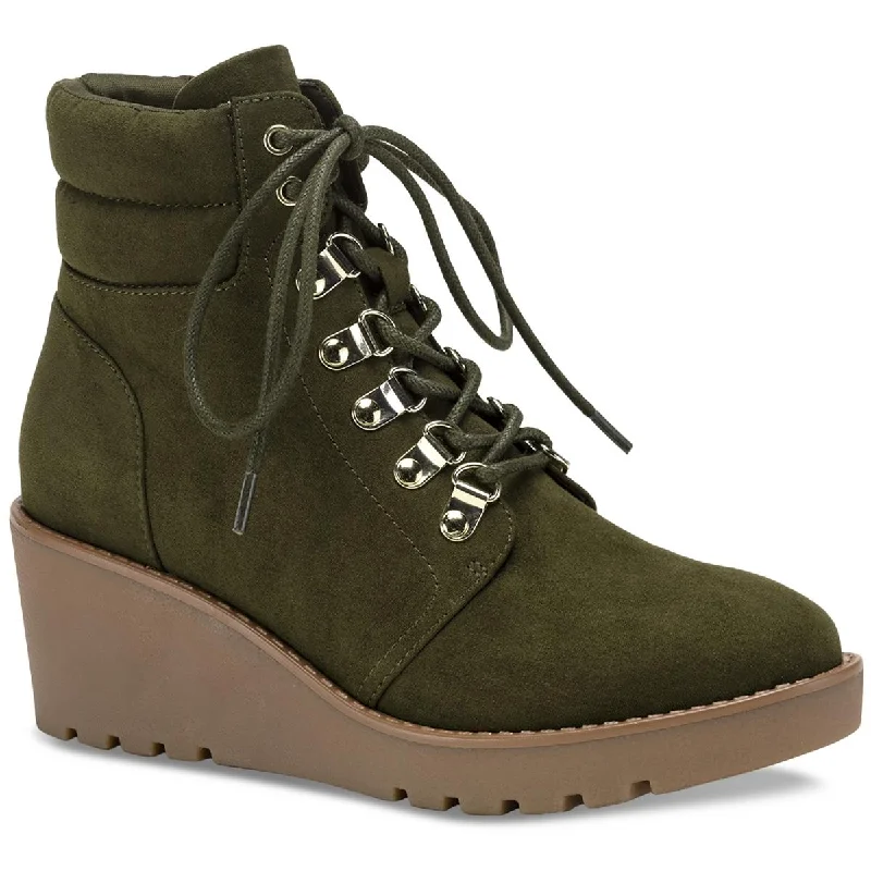 Style & Co. Womens Carmenn Zipper Lace-Up Wedge Boots