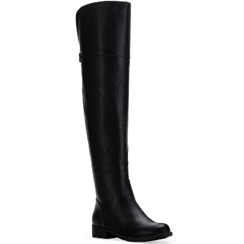 Sun + Stone Womens Faux Leather Wide Calf Over-The-Knee Boots