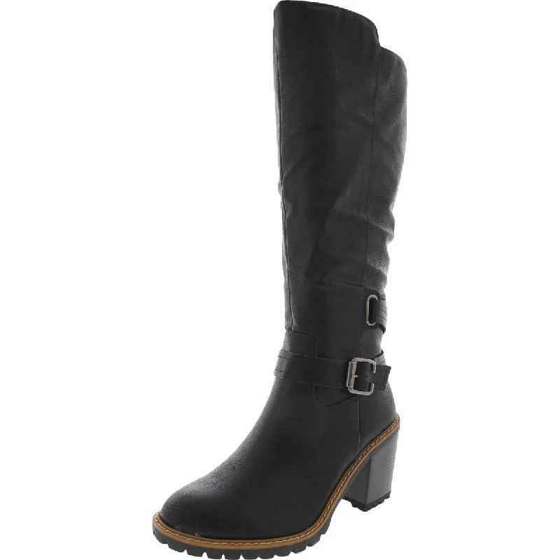 Sun + Stone Womens Viviaan Faux Leather Zipper Knee-High Boots