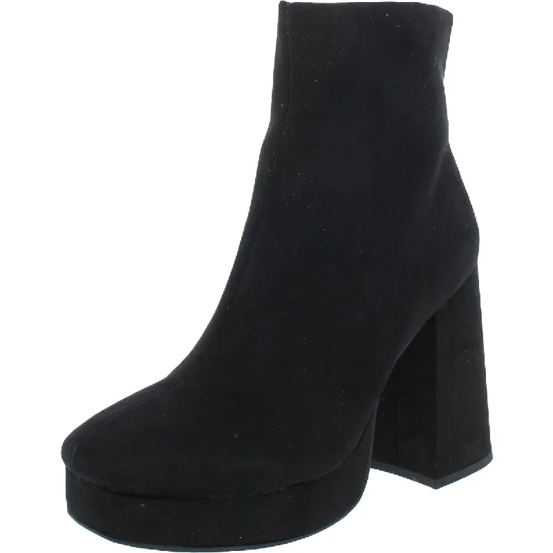 Wild Pair Womens Coraa  Faux Suede Zip Up Ankle Boots